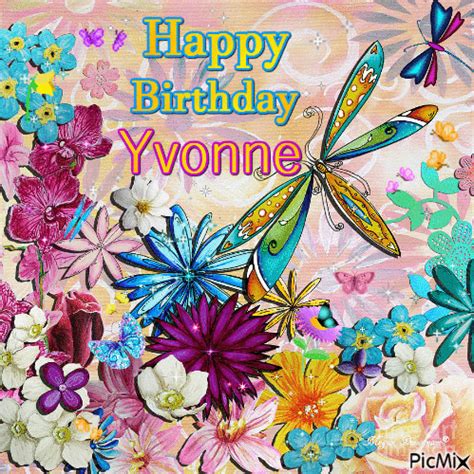 Happy Birthday Yvonne Free Animated  Picmix