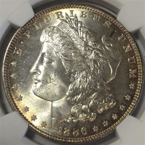 1886 Morgan Silver Dollar Ngc Ms63 Cartwheel Luster Reverse Rim