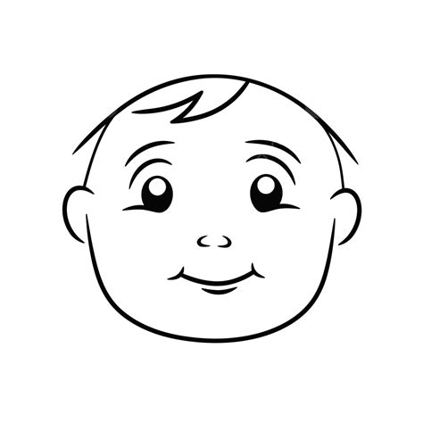 Black And White Cartoon Of A Baby Head Outline Sketch Drawing Vector