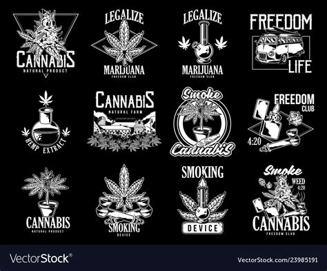 Print Set Cannabis Design Royalty Free Vector Image