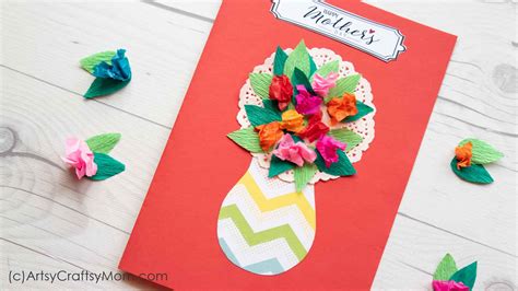 Crumpled Paper Flower Mothers Day Card