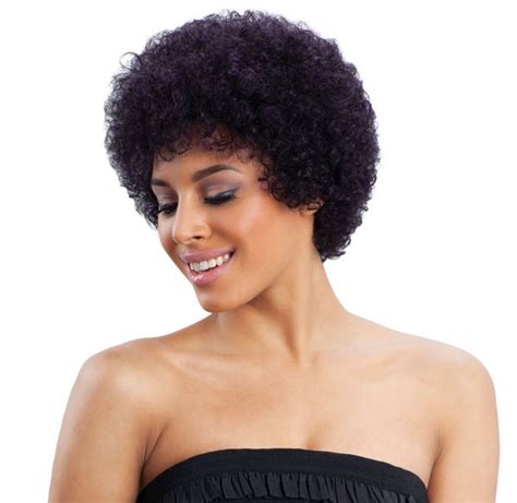 Bubble Pink Milkyway Saga 100 Human Remy Hair Short Afro Style Curly Wig