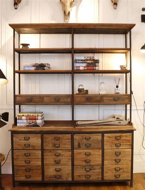 Magnifique étagère 260cm de haut 45cmx45cm comme neuve! bibliotheque-industrielle-najac-en-bois-et-metal-meuble-de ...