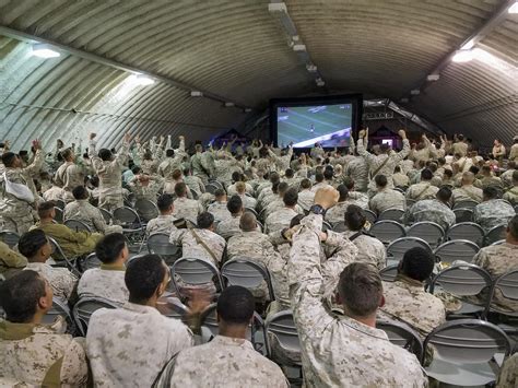 Marines Sailors Cheer On Super Bowl From Camp Wilson Marine Corps