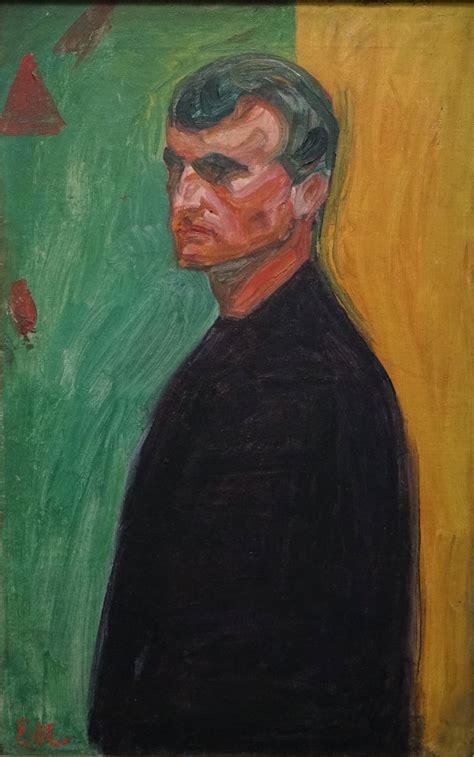 Edvard Munch Self Portrait Against Two Colored Background