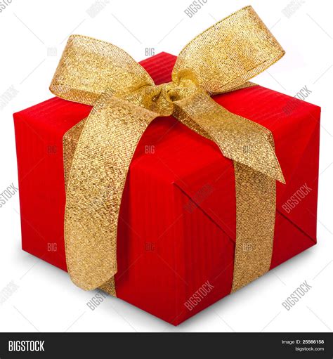 Christmas T Box Gold Ribbon Bow Image And Photo Bigstock