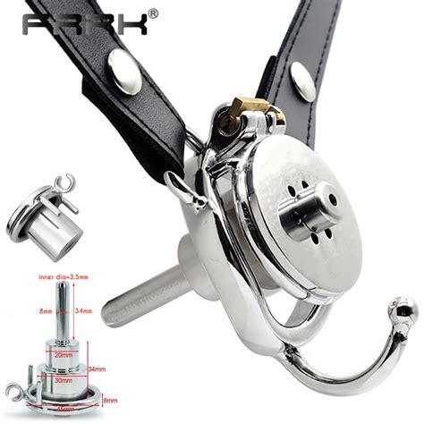 Stainless Steel Inverted Plugged Small Short Male Chastity Device Metal Cock Cage Penis Lock