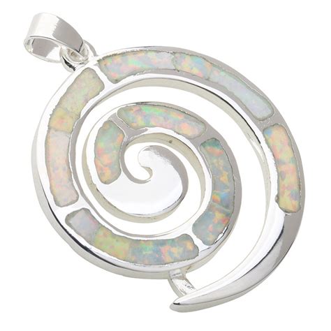 Valuable Shell 2727mm White Fire Opal Silver Handmade Animal Pendant
