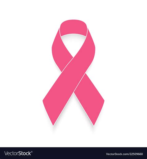Pink Ribbon With Shadow Breast Cancer Awareness Vector Image