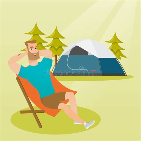 Man Sitting In Folding Chair Stock Vector Illustration Of Hiking A8d