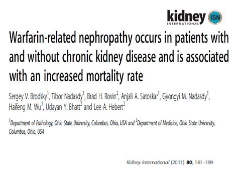 Warfarin Related Nephropathy Evidence Based Medicine