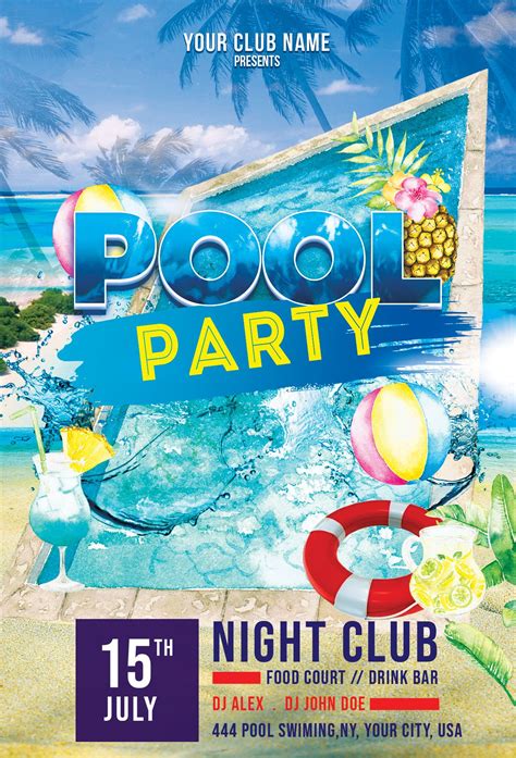Summer Pool Party Free Psd Flyer Template Flyer Fiesta Promo Flyer Fiesta