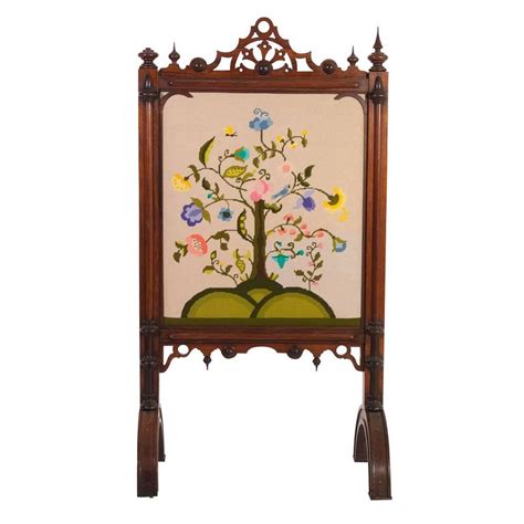 Victorian Embroidered Fireplace Screen 19th Century For Sale At 1stdibs