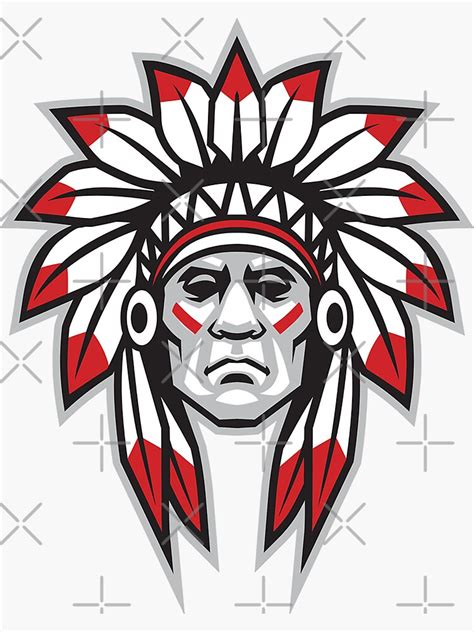Indian Chief Illustration Sticker For Sale By Ozumdesigns Redbubble