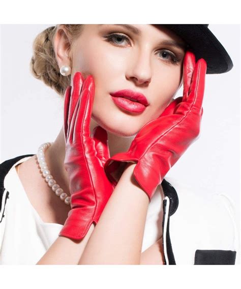 women lady s fashion genuine lambskin soft leather driving gloves 14 colors m9022 xl red