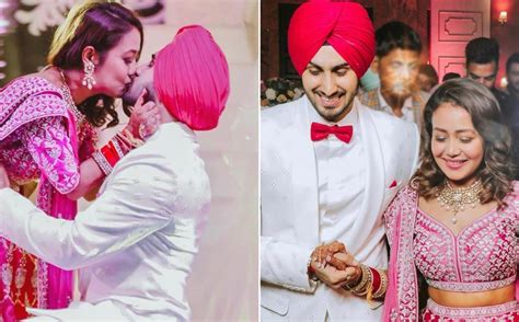 Neha Kakkar And Rohanpreet Singh Seal It With A Kiss Singer Shares New Pictures From Engagement