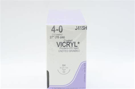 Ethicon J415h 4 0 Vicryl Sh 26mm 12c Taper 27inch X Box Of 36