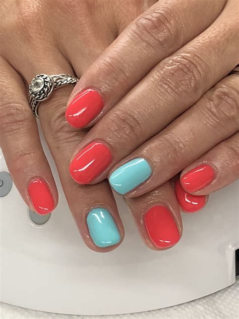 Summer Coral Aqua Gel Nails Light Elegance Lets Pollinate None Of