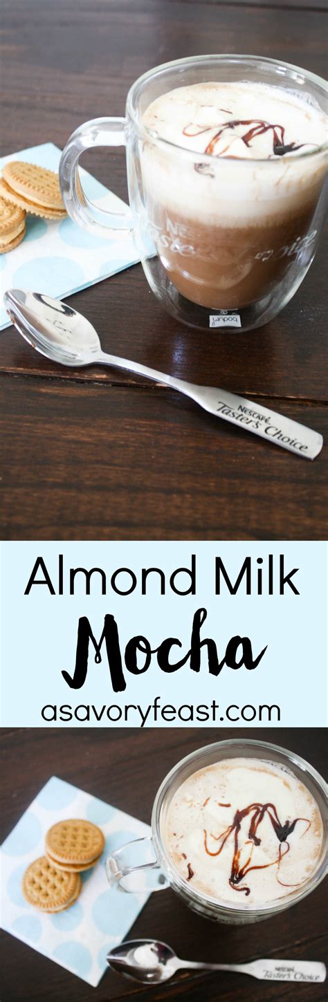 Almond milk is lower in calories than regular milk, with a mere 60 calories per cup compared to 124 in a cup of 2% milk. Almond Milk Mocha