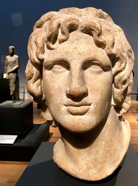 An Ancient Head On Display In A Museum