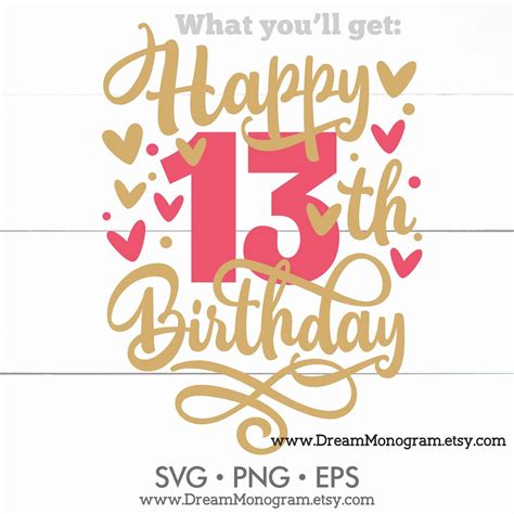 Happy 13th Birthday Svg Its My Birthday Thirteenth Etsy