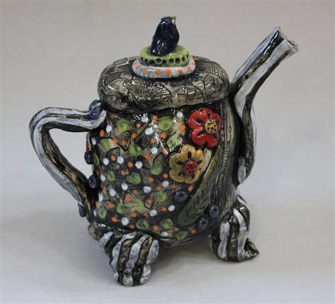 Whimsical Bird Teapot Decorative Teapot Burtonesque Teapot Unique