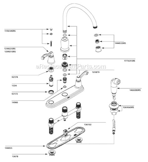 Here we have introduced you with the complete moen single handle faucet diagram and the details of disassembly. Moen Kitchen Sink Faucet | CA87004SRS | eReplacementParts.com