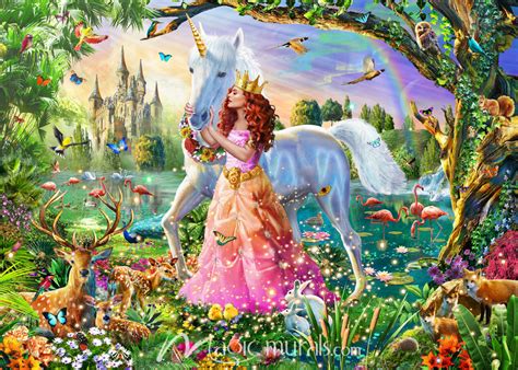 Princess And Unicorn Wallpaper Mural By Magic Murals