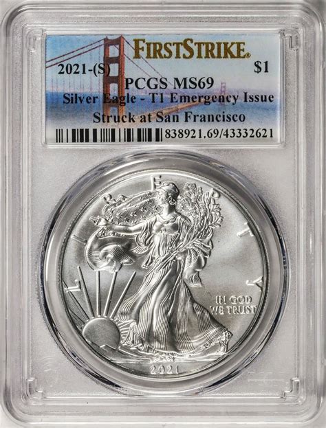 2021 S Type 1 1 American Silver Eagle Coin Pcgs Ms69 First Strike
