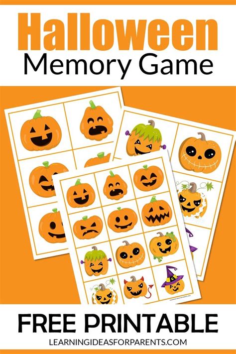 Halloween Memory Game Free Printable Learning Ideas For Parents