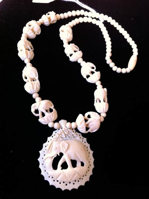 Preban Carved Ivory Elephant Necklace 20 Inches By Asianpacificco