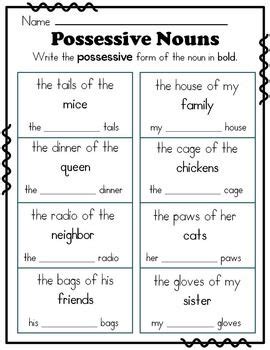 Possessive Noun Worksheets Nd Grade