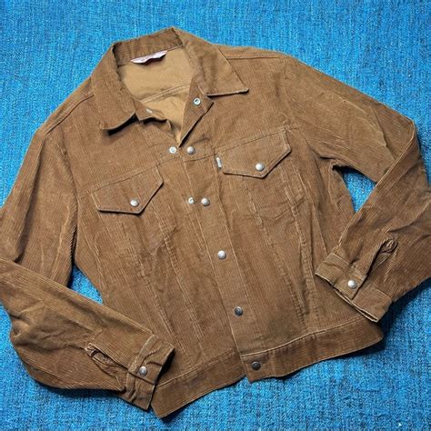 Levi S Jackets And Coats Vintage 7s Levis White Tab Brown Corduroy Trucker Jacket Size 44