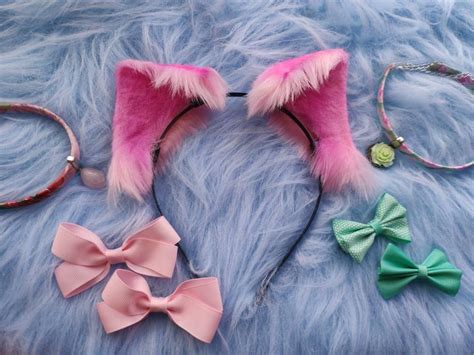 7 Cm 275 Pink Neko Ears Small Set Incl 2 Sets Of Clip In Etsy