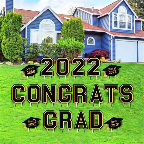 Buy 2022 Large Graduation Yard Sign With Stakes Black And Gold