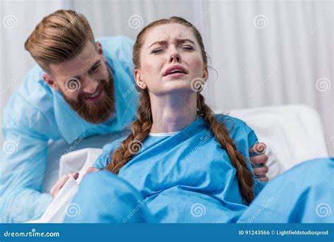 Pregnant Woman Giving Birth In Hospital Stock Photo Image Of European