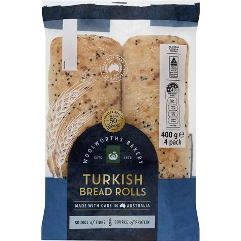 Woolworths Stonebaked Turkish Rolls 4 Pack Woolworths