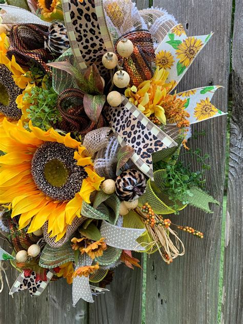 Fall Wreath Sunflower Decor Sunflower Wreath Front Door Etsy