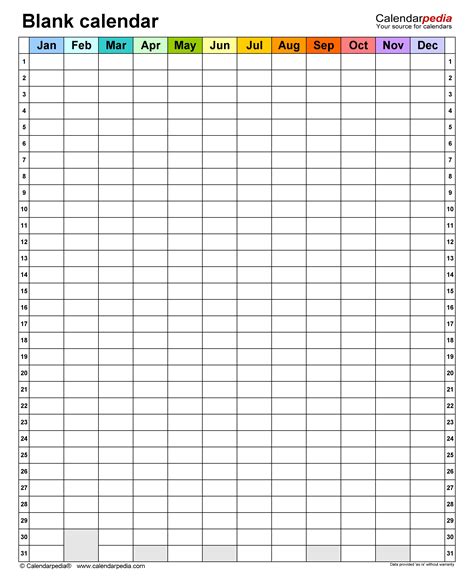 Calendar Template With Lines • Printable Blank Calendar Template