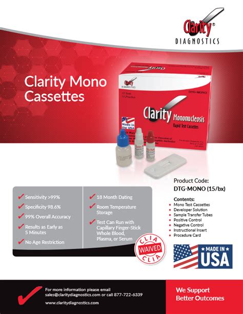 Clarity Mononucleosis Test Kit Clarity Diagnostics