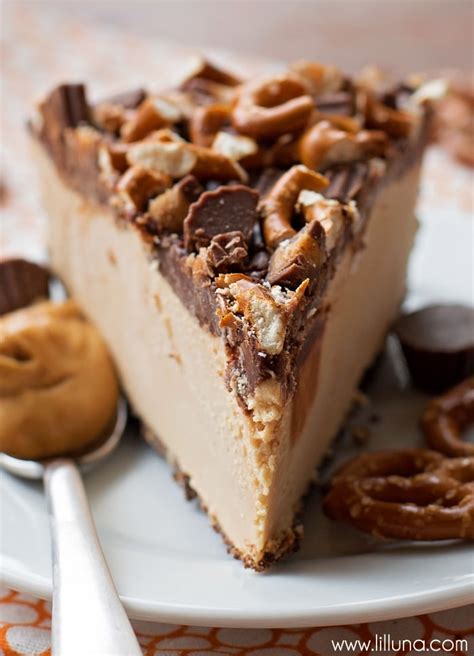It's a pie.not wait it's cheesecake. Frozen Peanut Butter Pretzel Pie - Lil' Luna