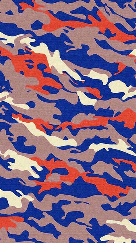 An Orange White And Blue Camouflage Pattern
