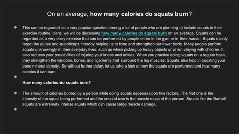 Ppt On An Average How Many Calories Do Squats Burn Powerpoint