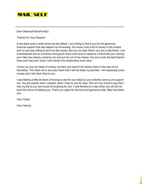 Thank You Letter For Financial Help How To Templates And Examples