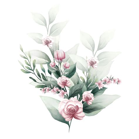 Bouquet Of Pink Watercolor Flowers 13855183 Png