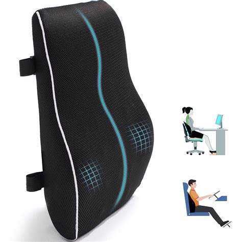 Qutool Ergonomic Backrests Black Lumbar Support Pillow For Office Chair