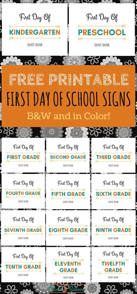 Back To School First Day Of School Printable Signs Free In Color Or