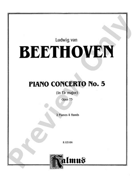 beethoven piano concerto no 5 in e flat major opus 73 piano duo 2 pianos 4 hands book 2