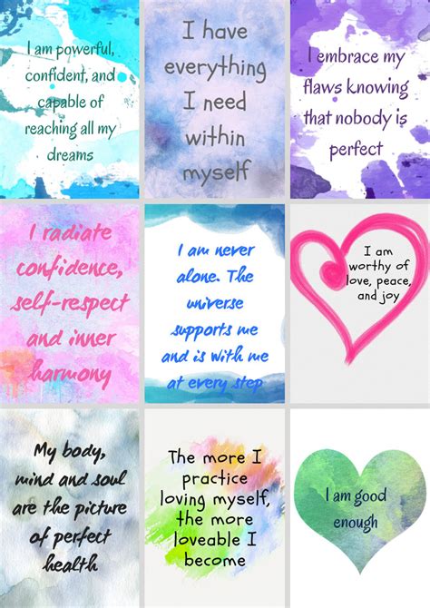 Printable Self Love Affirmation Cards Confidence Inspiration Empowering