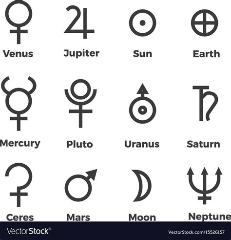 Solar System Planets Icons Set Symbols Royalty Free Vector